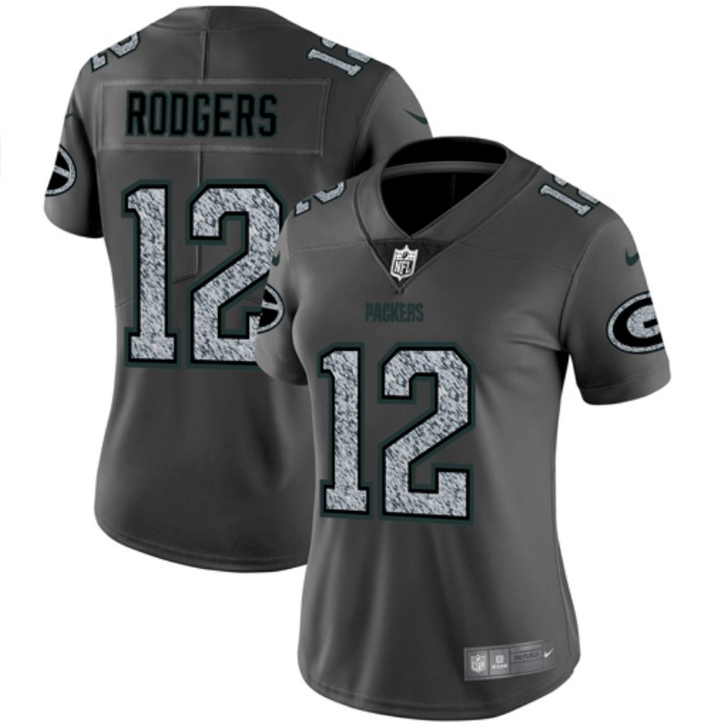 Women's Green Bay Packers #12 Aaron Rodgers 2019 Gray Fashion Static Limited Stitched NFL Jersey(Run Small)